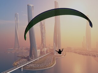 Poster - Sports paraglider