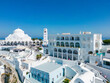 Santorini Aerial View. Picturesque Fira City. Traditional Architecture. White Houses. Greece, Europe.