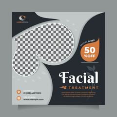 Wall Mural - facial beauty clinic center social media post and banner template. beautiful square vector design to