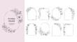 © Mimi Art Smile - Floral Frame set . Hand drawn Botanical vector illustration. Flower wreath Black and white.