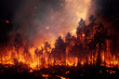 Waldbrand mit Bäumen im Feuer, generative ai technology