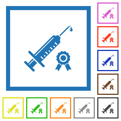 Poster - Certified vaccine flat framed icons