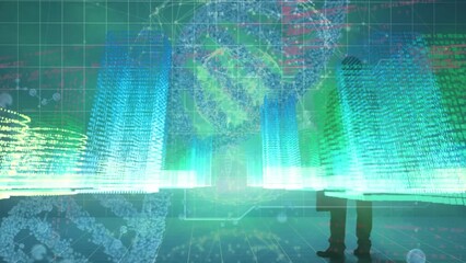Poster - Animation of data processing over dna strand and city