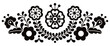 Mexican folk art style vector floral pattern long horizontal oriented, designs inspired by traditional embroidery from Mexico in black and white
 