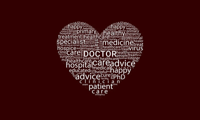 Doctor word cloud vector illustration design l Word art for healthcare and nursing l Doctor Day l World Health Day