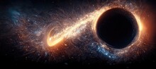 A Black Hole In Space, A Colorful Fantastic Illustration Of Stars In Space. 3d Artwork