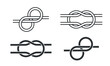 © Tatiana - Square Knot line icon set. Hercules or Reef Knot Logo Design. Cable rope, sea knot or loop.  Vector illustration