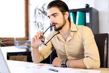 businessman worried at office