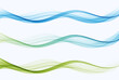 Bright fresh collection of soft blue-green waves. Abstract smooth soft dividing lines, trendy headers or footers