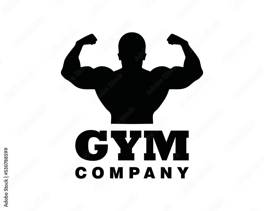 Vector de Stock Muscular bodybuilder fitness icon vector silhouette.  Bodybuilder athlete showing muscular hands icon logo. GYM fitness icon  vector. | Adobe Stock, image size:1000x800