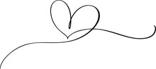 Flourish Vintage Vector Divider Valentine Day Hand Drawn Calligraphic Heart. Calligraphy Love Illustration. Holiday Design Element Valentine. Icon Decor For Web, Wedding And Print