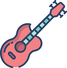 Red And Green Guitar Icon On White Background