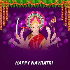 Canvas Print - Vector illustration of Indian Festival,Navratri Celebration.