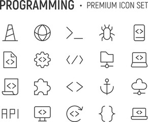 Poster - Editable vector pack of programming line icons.
