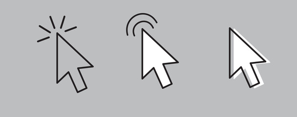 Poster - Click icon in trendy outline style isolated on gray background. Click symbol. Cursor icon. Mouse icon. Editable stroke. Vector icon.