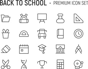 Canvas Print - Editable vector pack of back to school line icons.