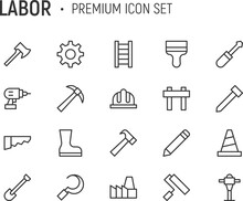 Editable Vector Pack Of Labor Line Icons.