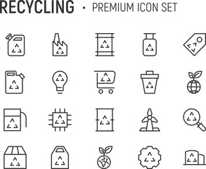 Sticker - Editable vector pack of recycling line icons.