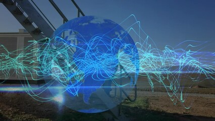 Poster - Animation of network of connections and globe over caucasian male worker