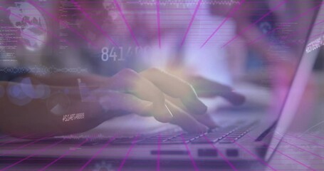 Poster - Animation of data processing over hands using laptop
