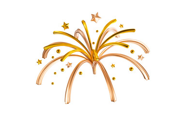 fireworks sign with golden star element 3d render concept for celebration birthday party event 