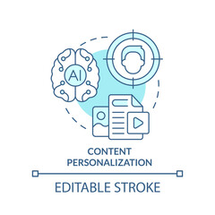 Fototapete - Content personalization turquoise concept icon. Unique offer. AI in marketing abstract idea thin line illustration. Isolated outline drawing. Editable stroke. Arial, Myriad Pro-Bold fonts used