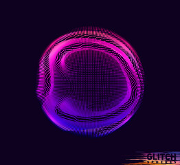 Poster - corrupted violet point sphere. abstract vector colorful mesh on dark background. futuristic style ca