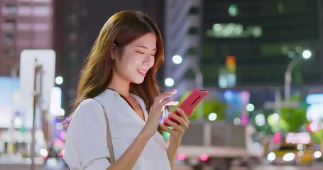 Poster - businesswoman use phone outdoor