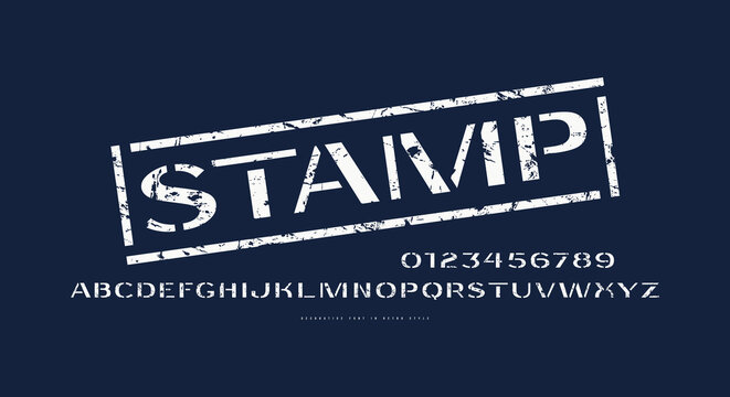 Stencil-plate sans serif font in retro style