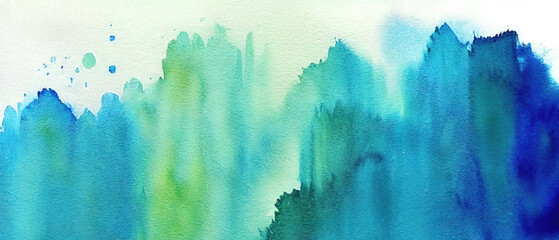 Wall Mural - Abstract colorful watercolor background. Paint spots green blue gradient