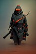 Modern ninja from the future, 3d render