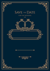 Wall Mural - classic wedding invitation template in vintage filigree style