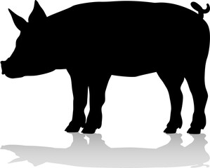 Poster - Pig Silhouette Farm Animal