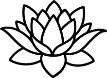 Simple Lotus Flower Line Drawing Outline