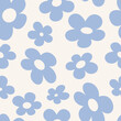 © Anna Bova - Trendy floral pattern in the style of the 70s with groovy daisy flowers. Vintage style. Pastel color. Retro floral y2k vector design.