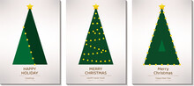 Set Of Christmas Card Designs With Ornament Light.  Vector Illustration. 