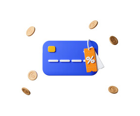 Poster - 3D payment shopping discount by credit card. supersale day, special discount offer, black friday. 3d render illustration