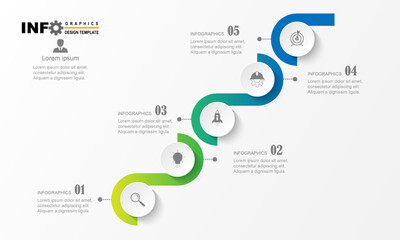 Poster - vector infographic circle design template with 5 option or steps.