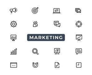 Poster - marketing line icons set. advertising icon collection. marketing symbol set. vector