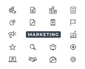 Poster - marketing line icons set. advertising icon collection. marketing symbol set. vector