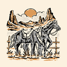Vintage Horses Illustration