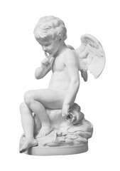 Sticker - Cupid statue decorated. Angel sculpture on white background with clipping path