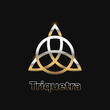 Gold triquetra logo design vector and symbol with black background
