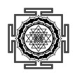 Shri Yantra, lotus flower, Buddhism, geometric symbol for meditation and concentration, black, isolated