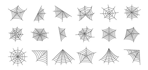 Web spider cobweb icons set. Spider icon set.