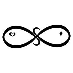 Wall Mural - infinity symbol of two combined ichthyuses, with a cross and a heart, black pattern on a white background