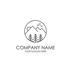 nature mountain outdoor view line art logo