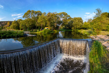 A Beautiful Artificial Waterfall For Swimming In The Summer In The City Of Satanov.