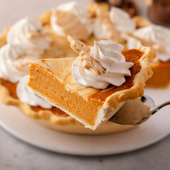 Wall Mural - Pumpkin cheesecake swirl pie topped with whipped cream