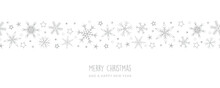 Christmas Greeting Card Banner With Snowflake Border